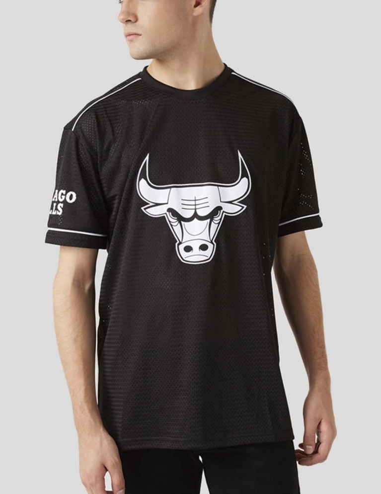 T-shirt NEW ERA meninago bulls team logo oversized tee black